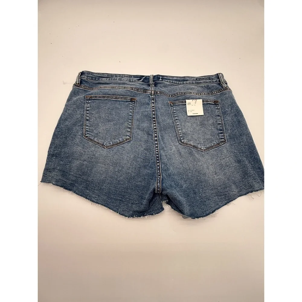 NWT Vigoss Marley Distressed Denim Cutoff Shorts Plus Size 20W Raw Hem Stretch